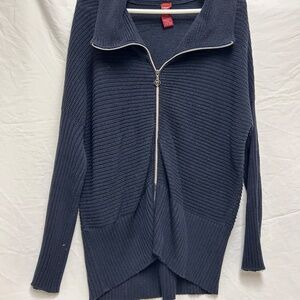 Navy Knit Turtleneck Zip Up